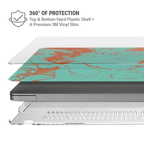 Turquoise and Orange Marble MacBook Pro 14in (2021-24) Case plus Skin